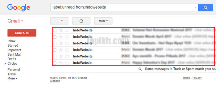 Menampilkan semua email Gmail yang belum dibaca