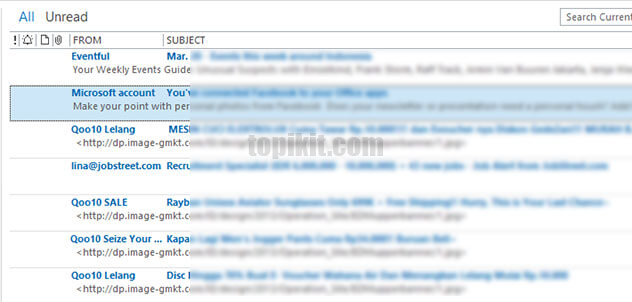 Menonaktifkan menyembuyikan reading pane area baca email Microsoft Outlook