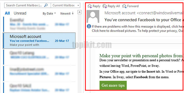 Menonaktifkan menyembuyikan reading pane area baca email Microsoft Outlook