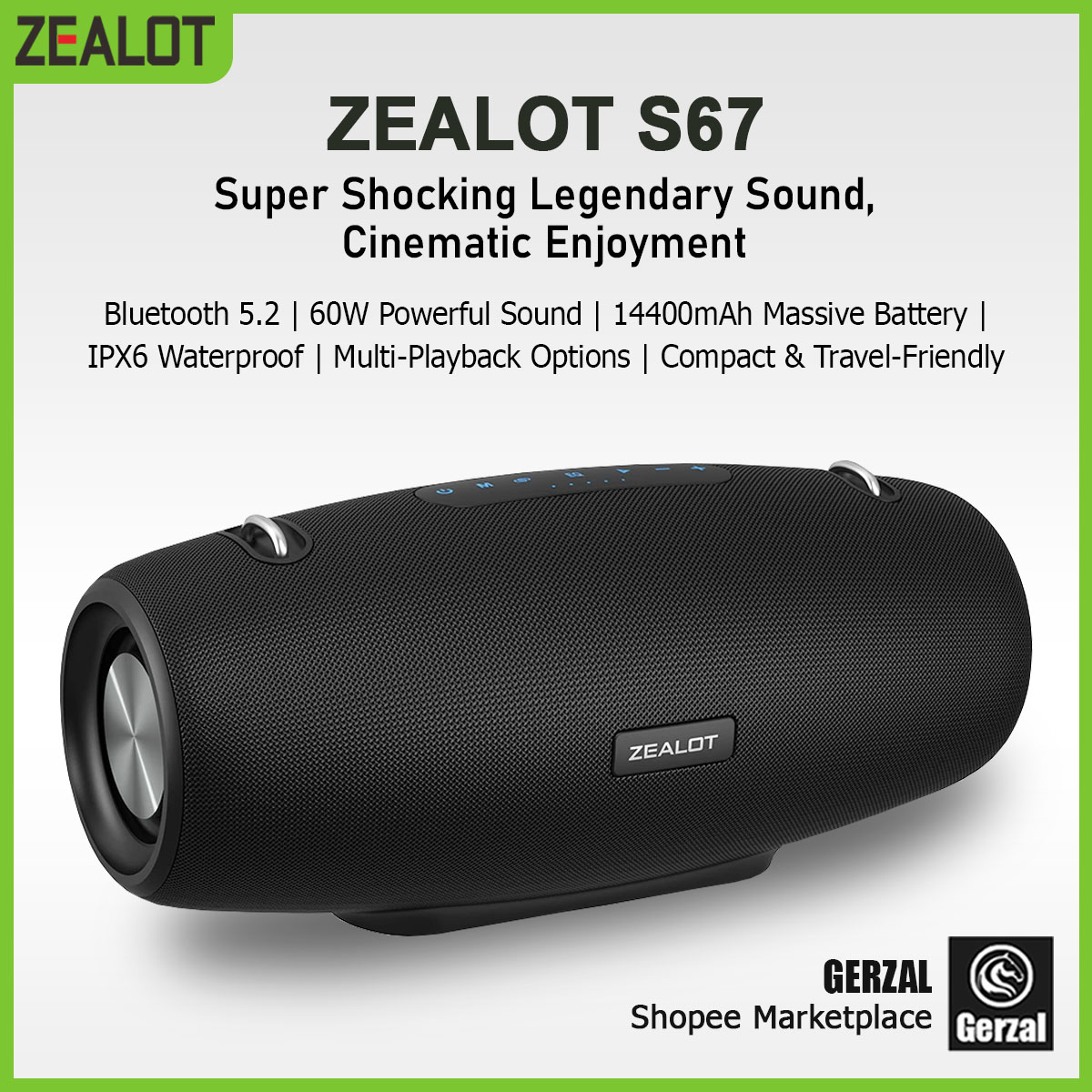 ZEALOT Portable Bluetooth Speaker Outdoor Waterproof - S67 / S-67