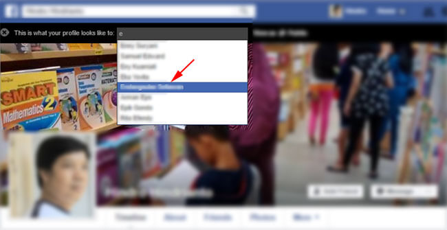 Melihat halaman tampilan Facebook sebagai orang lain